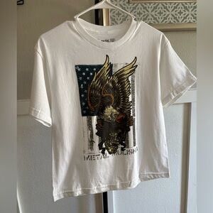 Metal Mulisha Youth M Graphic T-Shirt – Eagle & Skull USA Flag Design New
